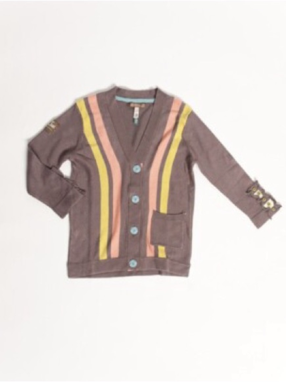 Matilda Jane Brown Cardigan with Yellow, Pink & Blue Accents